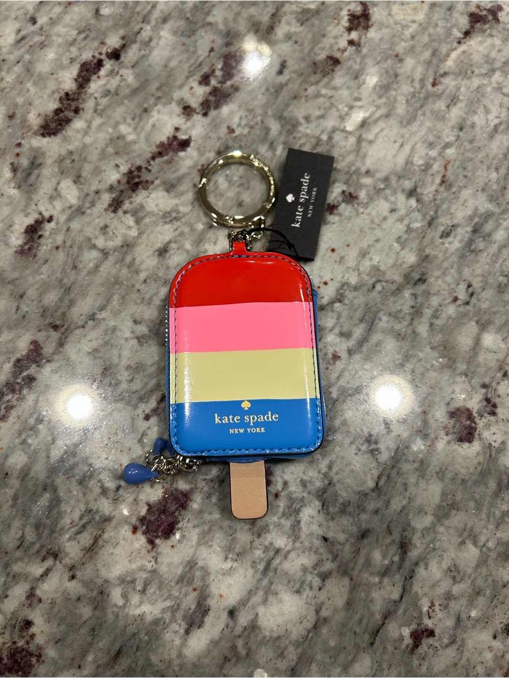 kate spade red pink yellow blue popsicle keychain coin purse